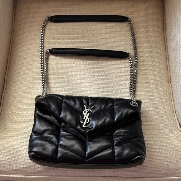 Yves Saint Laurent Black Quilted Shoulder Bag with Silver Accents - Picture 2 of 4